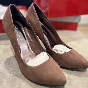 Dark Taupe or Nude Skintone Suede Pumps